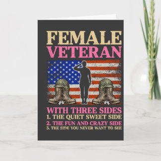 Lustige weibliche Veteran-Militärfrau Amerikanisch Karte