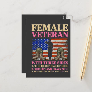Lustige weibliche Veteran-Militärfrau Amerikanisch Postkarte