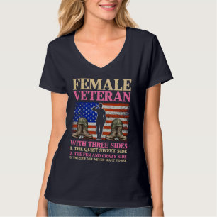 Lustige weibliche Veteran-Militärfrau Amerikanisch T-Shirt