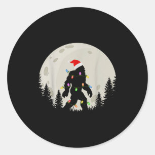 Lustige Weihnachten Bigfoot Santa Hut Mond Sasquat Runder Aufkleber