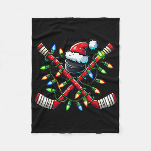 Lustige Weihnachten Eishockeyschläger Santa Hut Li Fleecedecke