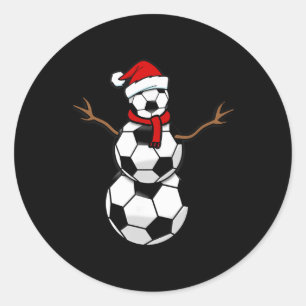 Lustige Weihnachten Fußball Bylls Santa Schneemann Runder Aufkleber
