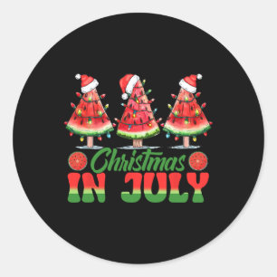 Lustige Weihnachten im Juli Wassermelonenbaum Lich Runder Aufkleber
