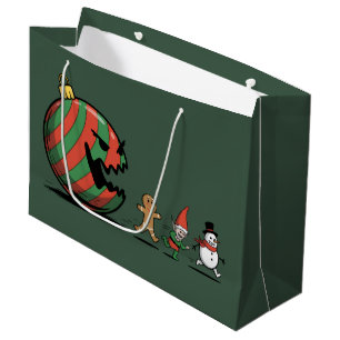 Lustige Weihnachten Lebkuchen Santa Feiertagsfeier Große Geschenktüte