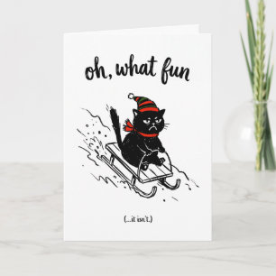 Lustige Weihnachten mit schwarzer Katze auf Schlit