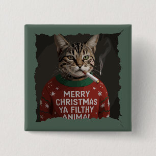 Lustige Weihnachten rauchende Katze sarkastische F Button