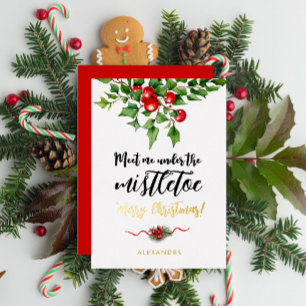 Lustige Weihnachten Rot Grün Stechpalme Beere Wass Folien Feiertagskarte