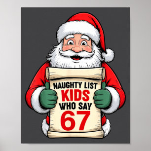 Lustige Weihnachten Santa Ungezogene Liste Kinder, Poster