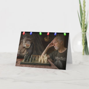LUSTIGE WEIHNACHTEN SCHIMPANSE SCHACH GRUßKARTE KARTE