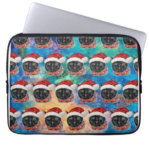 Lustige Weihnachten Schwarze Katze Weihnachtsfeier Laptopschutzhülle
