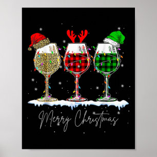 Lustige Weihnachten Srits Gläser Wein Xmas Ferien Poster