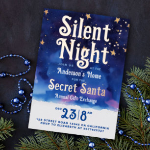 Lustige Weihnachten Stille Nacht Secret Santa Aqua Folien Feiertagskarte