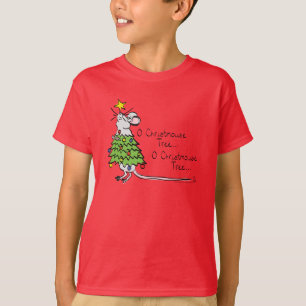 Lustige Weihnachten Süße Maus Baum Cartoon T-Shirt