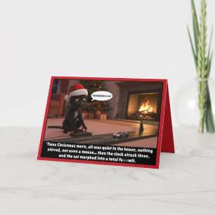 Lustige Weihnachts-3-Uhr-nachts-Katzenkarte Karte