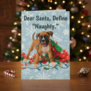 Lustige Weihnachts-Boxer-Hund-Weihnachtskarte Feiertagskarte