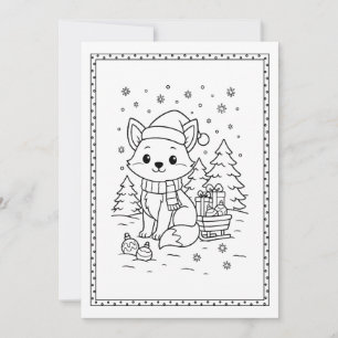 Lustige Weihnachts-Fuchs-Farb-Notizkarte für Kinde Feiertagskarte