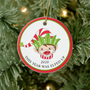Lustige Weihnachts-Gesichtsmaske-Elf 2020 Keramik Ornament