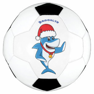 Lustige Weihnachts-Hai-Cartoon-Illustration Fußball
