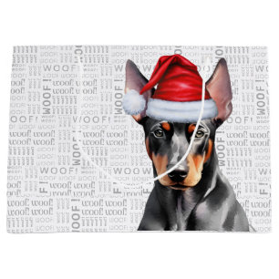 Lustige Weihnachts-Hund Dobermann Pinscher Wuff Wo Große Geschenktüte