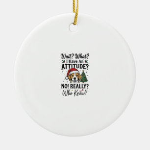Lustige Weihnachts-Hunde-Einstellung Vintage-Gravu Keramik Ornament