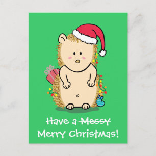 Lustige Weihnachts-Igel-Grußkarte Feiertagspostkarte