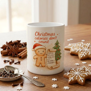 Lustige Weihnachts-Kakao-Tasse Kalorien zählen nic Kaffeetasse