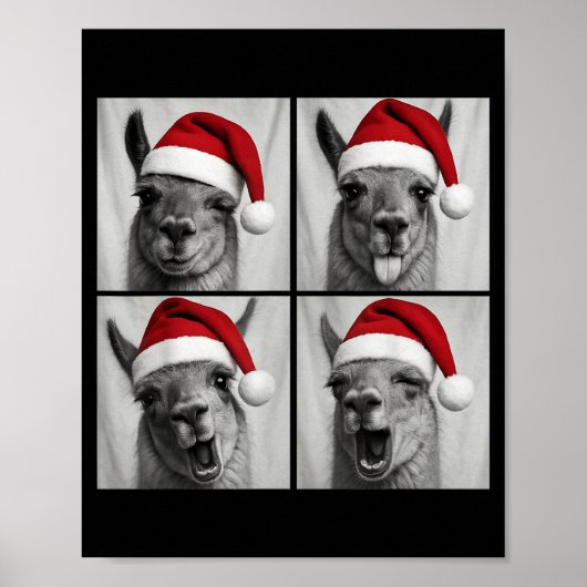 Lustige Weihnachts-Lama-Santa-Fotobooth  Poster (Vorne)