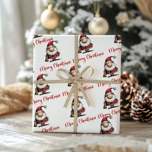 Lustige Weihnachts-Launige-Santa-Wasserfarben-Wrap Geschenkpapier