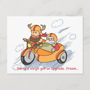 Lustige Weihnachts-Postkarte: Santas Schlitten auf Feiertagspostkarte