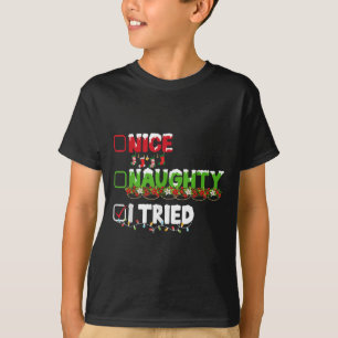 Lustige Weihnachts-Pyjama-Lichter Nett Unartig Ich T-Shirt