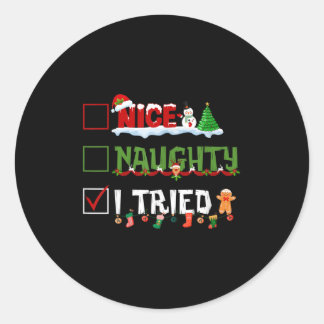 Lustige Weihnachts-Pyjama-Lichter Schön Unartig Ic Runder Aufkleber