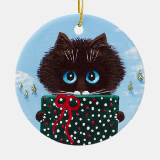 Lustige Weihnachts-Ragdoll-Katz-Kunst Creationarts Keramik Ornament