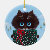 Lustige Weihnachts-Ragdoll-Katz-Kunst Creationarts Keramik Ornament (Hinten)