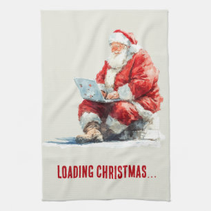 Lustige Weihnachts-Santa-Design laden Geschirrtuch