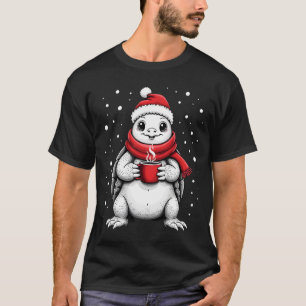 Lustige Weihnachts-Schildkröte mit Santa-Hut Kaffe T-Shirt