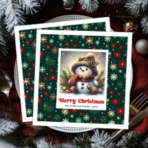 Lustige Weihnachts-Schneemann-Servietten, editierb