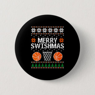 Lustige Weihnachts-Swishmas-Xmas-Basketball-Hässli Button