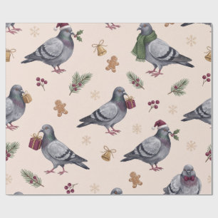 Lustige Weihnachts-Tauben Wasserfarben-Feiertagsmu Geschenkpapier