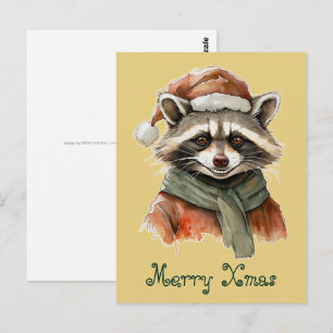 Lustige Weihnachts-Tierlieblinge - Waschbär 1 Postkarte