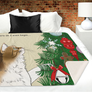 Lustige Weihnachtsbaum-Inspektion Bunte Katze Feie Sherpadecke