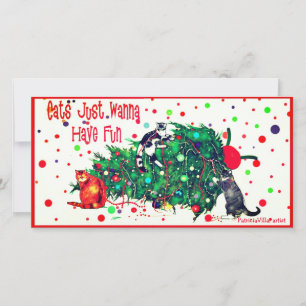 Lustige Weihnachtsbaum-Katzen-Weihnachtskarte Feiertagskarte