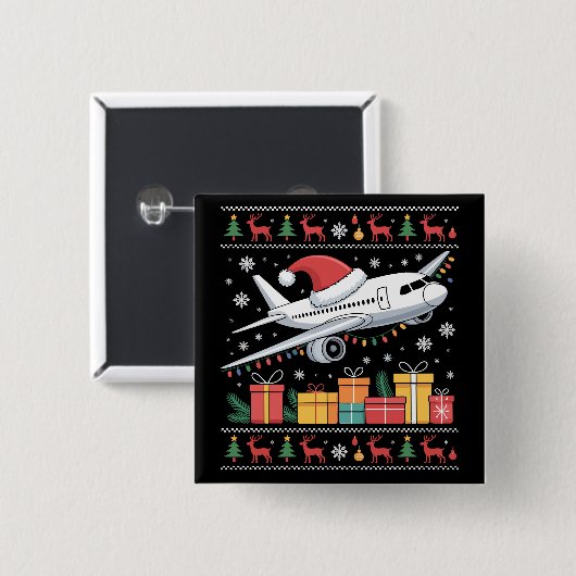 Lustige Weihnachtsbeleuchtung Baum Weihnachtsmann Button (Vorne & Hinten)
