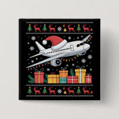 Lustige Weihnachtsbeleuchtung Baum Weihnachtsmann Button (Vorderseite)