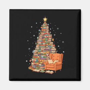 Lustige Weihnachtsbücher Baum Buchliebhaber Lehrer Magnet