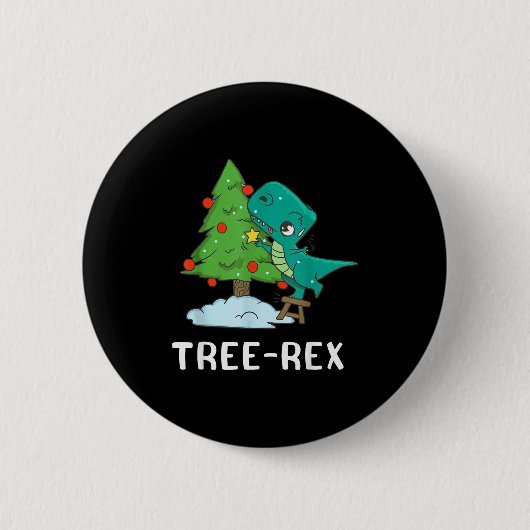 Lustige Weihnachtsdinos Weihnachtsbaum Rex Cute Button (Vorderseite)