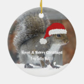 Lustige Weihnachtseichhörnchen-Verzierung Keramik Ornament (Hinten)