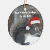 Lustige Weihnachtseichhörnchen-Verzierung Keramikornament (Links)