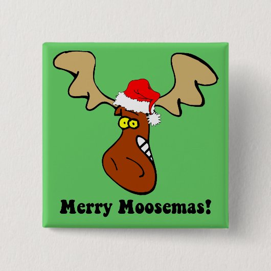 Lustige Weihnachtselche Button (Vorderseite)