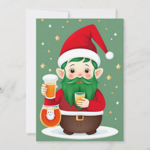 Lustige Weihnachtselfen-Flach-Weihnachtskarte Feiertagskarte