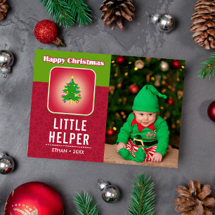 Lustige Weihnachtselfen Süße Baby-Feiertags-Postka Feiertagskarte